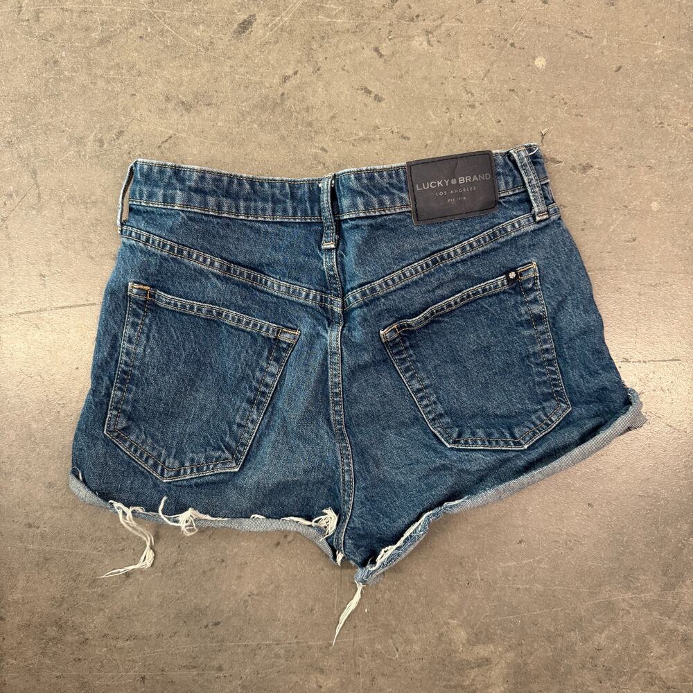 Vintage Y2k Lucky Brand Dark Wash Button Up Denim Jean Shorts Women's Size 6/28